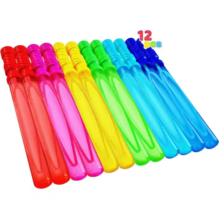 Varitas de burbujas grandes de 37 cm para niños, 6 piezas de varita de burbujas de 4oz/118 ml con Solución de recarga de burbujas para regalo de fiesta de juguete de verano, regalo de cumpleaños - 1