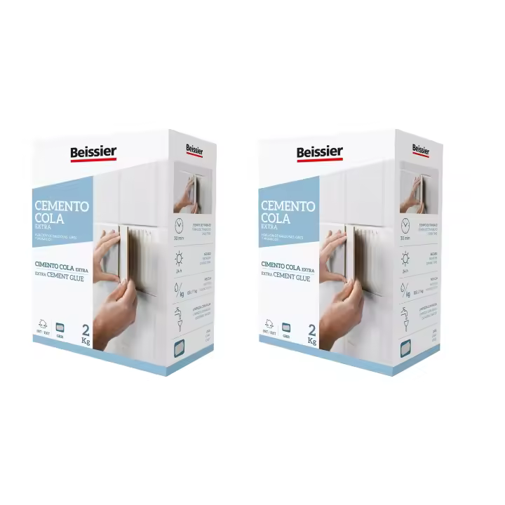 Pack de 2 Cajas de Cemento Cola BEISSIER  2 x 2 Kg. Resistente al agua y a la inmersión. Pack de 2 unidades - 1