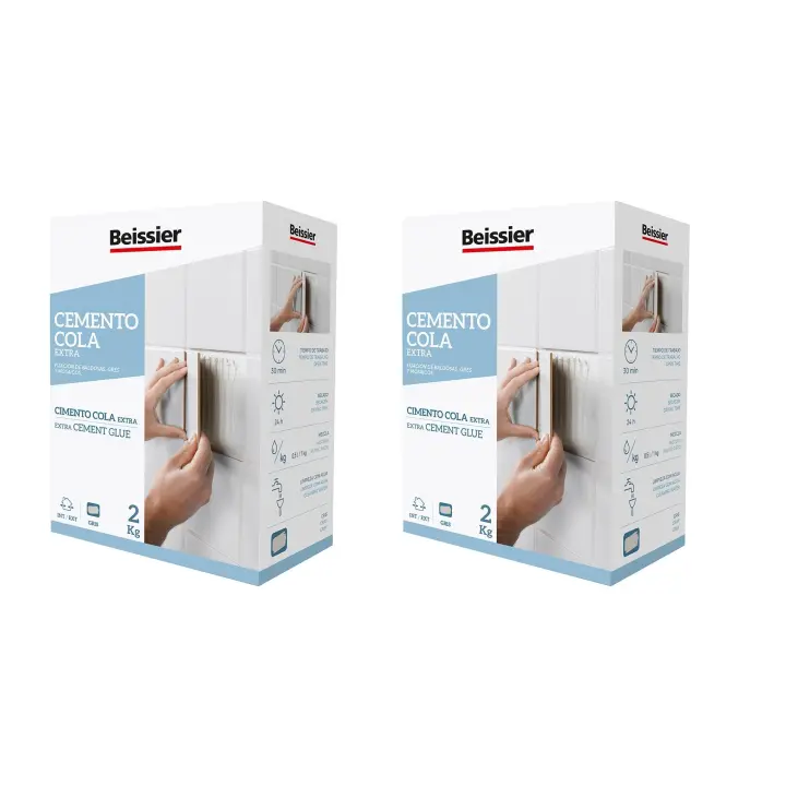 Pack de 2 Cajas de Cemento Cola BEISSIER  2 x 2 Kg. Resistente al agua y a la inmersión. Pack de 2 unidades - 1