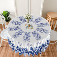 Mantel Redondo De Porcelana Azul Y Blanco Retro Impermeable Para Mesa De Comedor Exterior Hotel Fiesta Tamaño 160x160cm - details 1