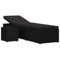 vidaXL Tumbona de jardín con cojín y mesita ratán sintético Blanco crema, Marrón, Gris Sillas de Exterior Ideal para jardín, playa, piscina, terraza Tumbona Piscina Tumbonas Playa Tumbonas Jardín Exterior - details 2