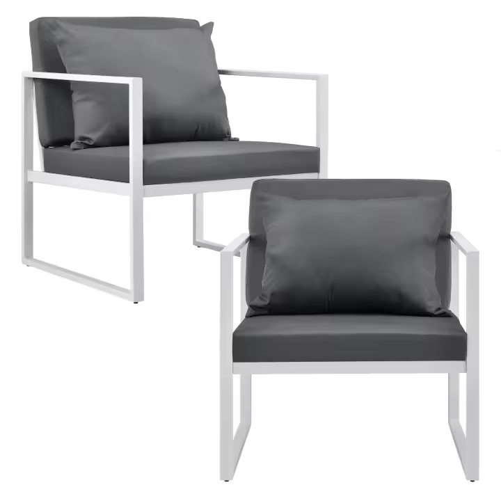[casa.pro] 2 x sillón silla de jardín 70 x  60 x 60 cm set de 2 muebles de jardín para exterior blanco - 1