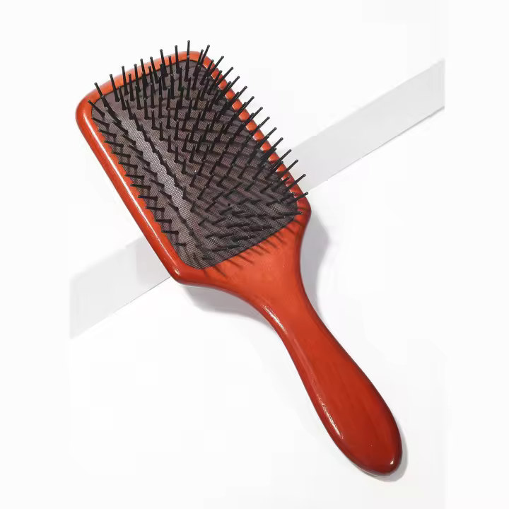 Peine de pelo antiestático, peine de Madera with Aguja de Nailon, Cabeza de paleta profesional para Alisar El Cabello Seco - 1