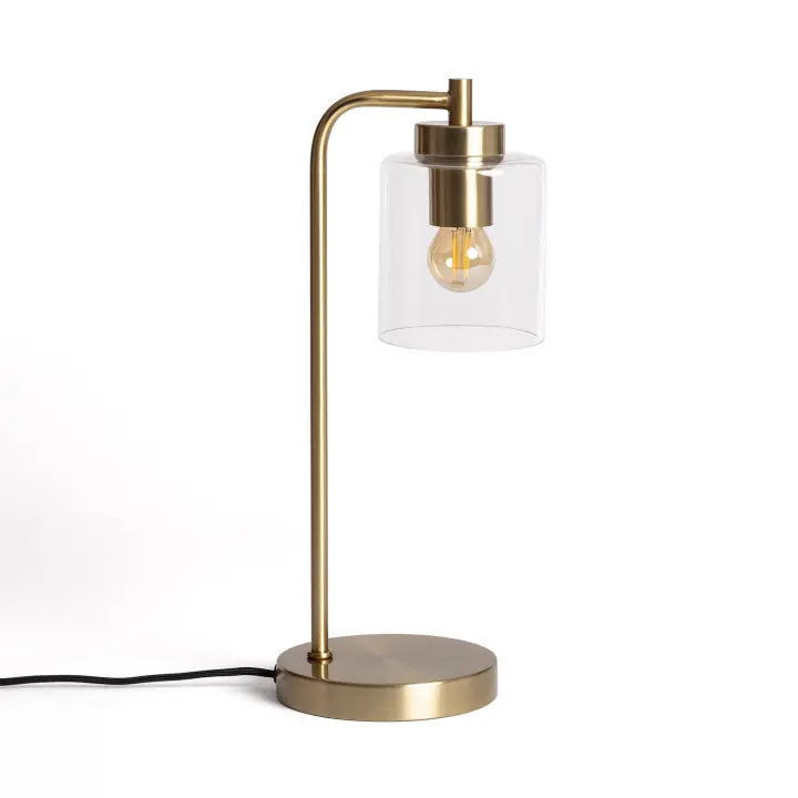 LEDKIA LIGHTING - Lámpara de Mesa Joile | Diseño Elegante Metal y Cristal | Para Salón, Dormitorio, Oficina | Compatible con Bombillas E27 | IP20, Dorado, Metal - 1