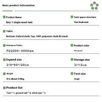 Carpa Lohascamping Para Exteriores Transpirable Y Mosquitera Ligera De 900g Con Malla Para Senderismo En Primavera Y Verano - details 2