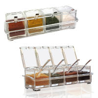 Juego De 4 Cajas De Condimentos Transparentes Con Cuchara Soporte De Especias Para Pimienta Estilo Japonés Almacenamiento De Alimentos - details 0
