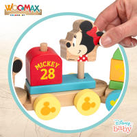 WOOMAX - Tren madera Disney Baby 34 cm, juego de construcción apilable con 14 piezas, figuras de Mickey, Minnie y Pluto, juguete formas encajables, juega y aprende, juguetes niños 2 años, juego educativo infantil - details 2