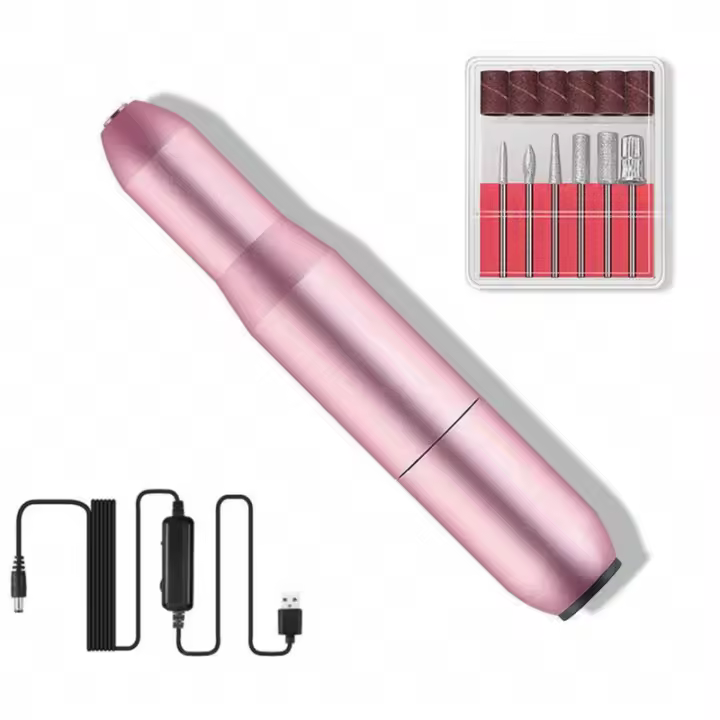 Taladro Eléctrico Para Uñas Herramienta Profesional Con 6 Cabezas De Grueso Y Anillo De Arena Para Manicura Y Peluquería De Animales - 1