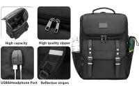 Mochipa vintage mochara portáril de viaje mochara con Puerto de carga USB para Mujeres y helbres mochila Universitario para portáthil de 15 pulgadas Negro - details 4