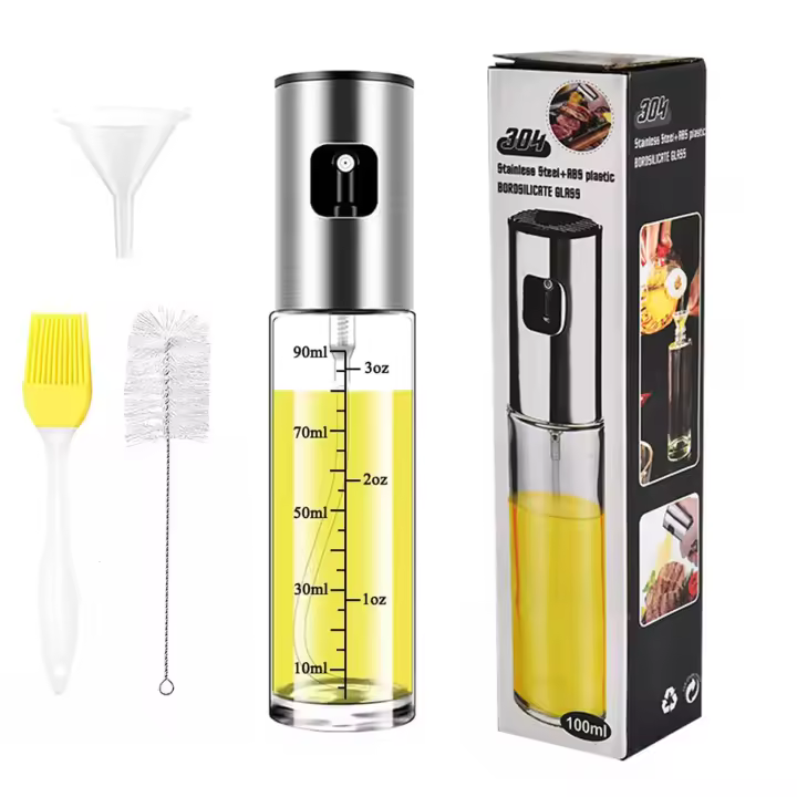 CALA VERDE - Pulverizador aceite cocina 100 ML, pulverizador aceite, spray aceite, dosificador aceite spray, dispensador aceite, aceitera cristal, botella spray aceite recargable, aceitera para cocinar - 1