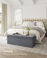 Banco de almacenaje plegable de terciopelo, taburete reposapiés con 2 cajas, 110x38x38 cm, capacidad 300 kg, para entrada y dormitorio, en gris paloma, gris pizarra, negro tinta, rosa caramelo - details 5