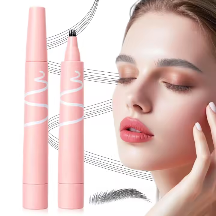 Lápiz de cejas microblading, nuevo 2025, resistente al agua, de 4 puntas, para cejas naturales, de larga duración, con trazo fino, mágico, para mujeres (2# Marrón oscuro) - 1