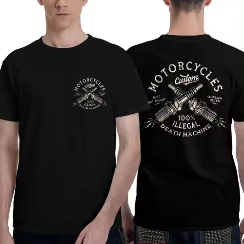 Camiseta de Manga Corta, 100% Algodón, Ropa Unisex para Hombres y Mujeres en 5 Tallas, Camiseta Negra CON DOBLE ESTAMPADOS, Cuello redondo. - 1