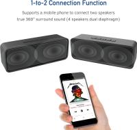 Portable Wireless Speaker, Wireless 5.0 Mini Speaker with 3D Stereo Hi-Fi Bass, Built-in 1500 mAh Battery, Support TF Card and AUX (Black) - details 1