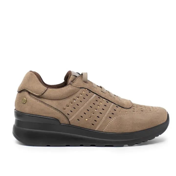 AMARPIES AST27000 Sneakers mujer 33801 24I CASUAL SPORT BRILLANTES Y ELASTICO TAUPE - 1