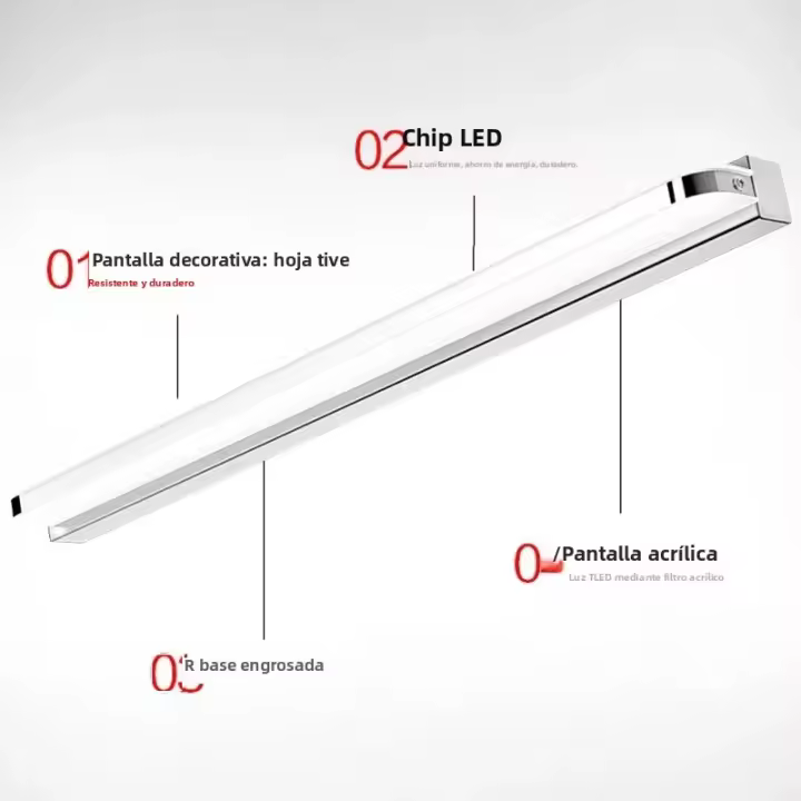 Luces De Pared LED Modernas Y Sencillas Lámpara De Espejo Para Baño Iluminación Interior Fija Montaje En Pared Área De Iluminación 3-5 Metros Cuadrados - 1