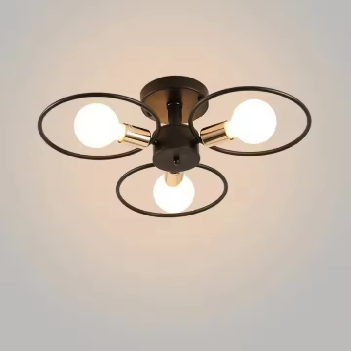 Modern LED Chandelier Cambio De Color Para Sala Comedor Dormitorio Lámpara De Techo Auto-Contenida Metálica Vintage 220V - 1