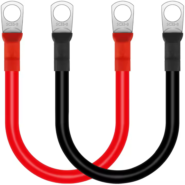 2Pcs Cable De Inversor De Batería 30cm 12V 2AWG Cobre Flexible Y Impermeable Rojo Y Negro Para Auto Conductores Y Baterías - 1