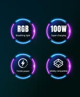 Cable De Carga Rápida RGB 120W 6A USB Tipo C Con Luz Ambiental RGB Cable De Carga Y Sincronización De Datos Material PVC Braided - details 1