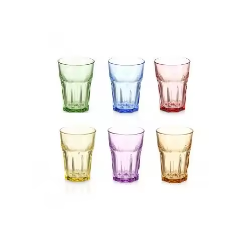 STARLEY-SET 6 VASOS VIDRIO MULTICOLOR 300ML-360 ML - 1