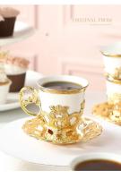 Taza De Café Turco De Cerámica Con Borde Dorado Para Ramadan Juego De Taza Y Taza Con Estilo Clásico Europeo Para Té De La Tarde - details 5
