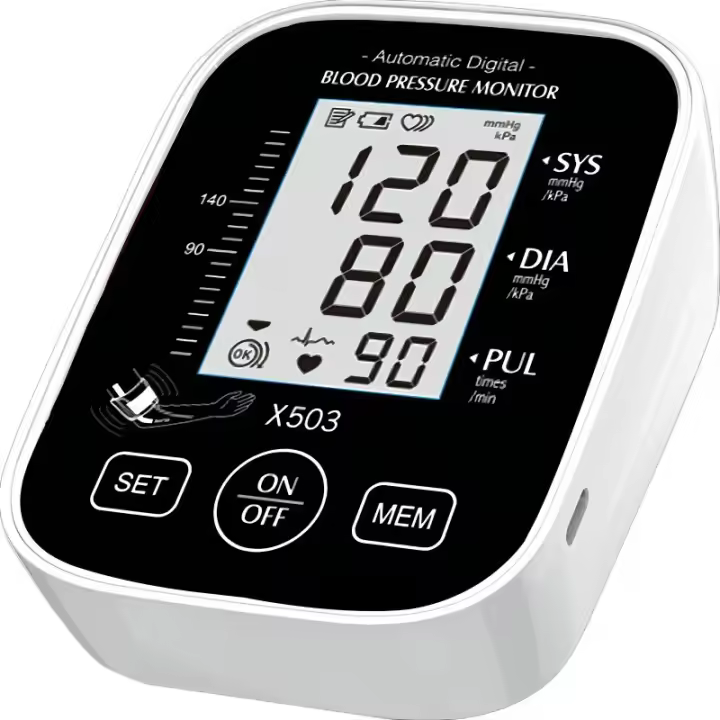 Tensiómetro de Brazo digital, Medida precise de la presión arterial y El Pulso, Detector Electrónico de frecuencia tarjeta con brazalete 22-36cm,2X99 Memory Adecuado para uso doméstico: USB o Katería enchufable(Blanco) - 1