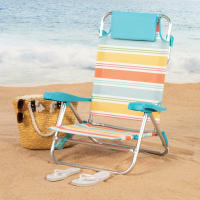 Aktive - Pack 2 sillas de playa plegables, reclinables en 7 posiciones, aluminio y textileno a rayas multicolor, con cojín y asas de transporte, modelo Santorini - details 1