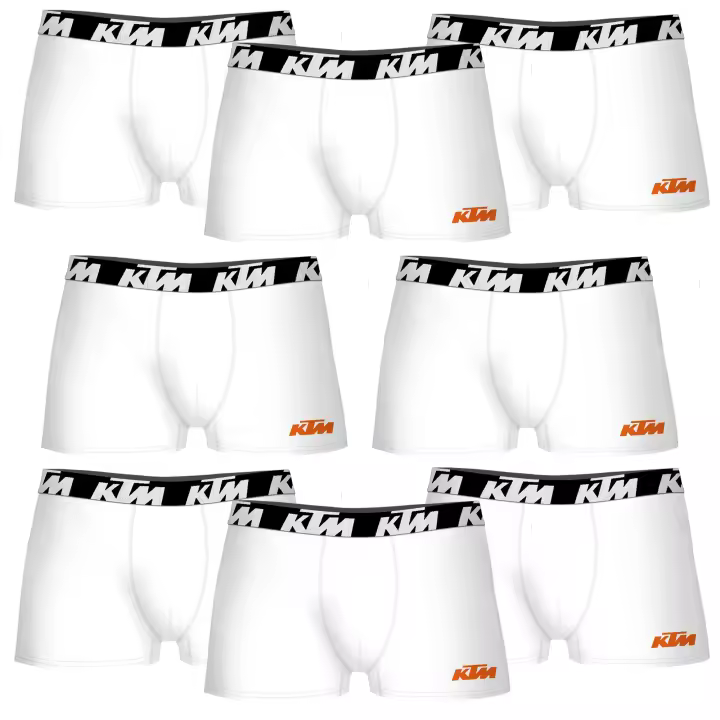 KTM Set de 8 Calzoncillos Bóxer Blancos Cómodos y Transpirables - 1