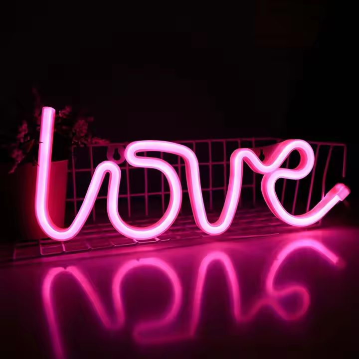 1pc Luz De Noche LED En Forma De AMOR Mini Signo Neón Piloto Para Decoración De Pared Hogar Dormitorio Y Fiesta De Niños - 1