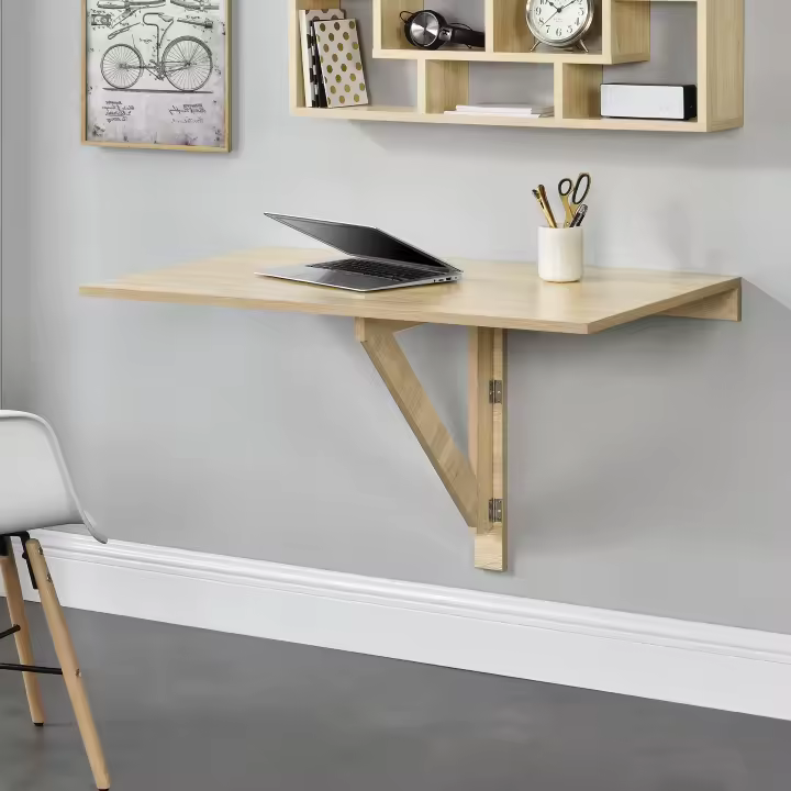 Escritorio Mesa Montada en la pared - Abatible Plegable 100 x 60 x 58 cm Efecto de madera de haya [en.casa] - 1