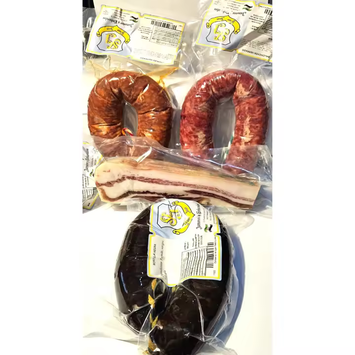 Embutidos Yayo Juan - Lote: Salchichón Casero 350g, Chorizo Rojo Casero 350g, Morcilla 350g, Panceta Ibérica Curada 350g - 1
