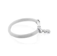 S925 sterling silver bear decorative ring & wire braided bracelet European and American fashion exquisite braided bracelet simple and versatile women's silver jewelry - details 3