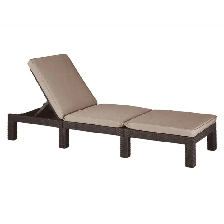 Keter Keter Tumbona con cojín Daytona 195x65x25.5 cm Grafito, Capuchino, Marrón Sillas de Exterior Ideal para jardín, playa, piscina, terraza Tumbona Piscina Tumbonas Playa Tumbonas Jardín Exterior - 1