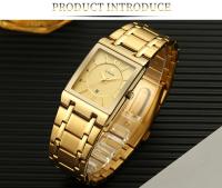 Reloj De Hombre WWOOR Oro Cuadrado Marca Top Lujo Reloj De Pulsera Acero Inoxidable Impermeable Movimiento De Cuarzo Romano - details 6