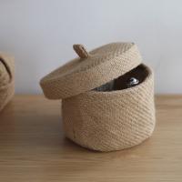 Caja De Almacenamiento De Jute De Sección Redonda Para Regalos Y Snacks Caja De Almacenamiento De Flores De Seagrass Con Tapa Caja De Armario Ecológica Y Hecha De Fibra Vegetal - details 6