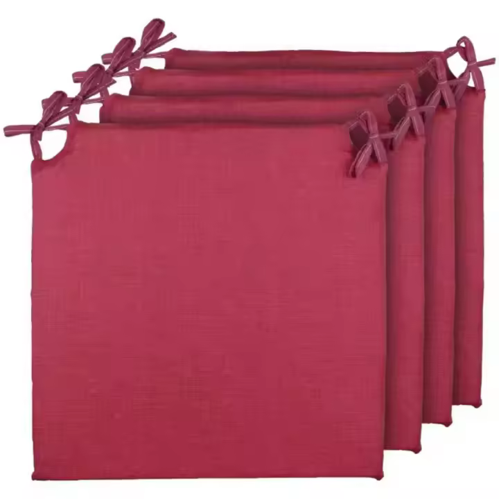 Pack 4 Cojines para Sillas - Estampados Lisos con 2 Cintas de Sujeción - Ideal para Interiores y Exteriores - 40 x 40 x 3 cm - 1