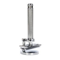 Cepillo De Barba De Seguro De Hoja Sola Premium Para Hombres Con Soporte Y 5 Hojas De Plata Doble Cuchilla De Afeitar De Aluminio Y Latón - details 0