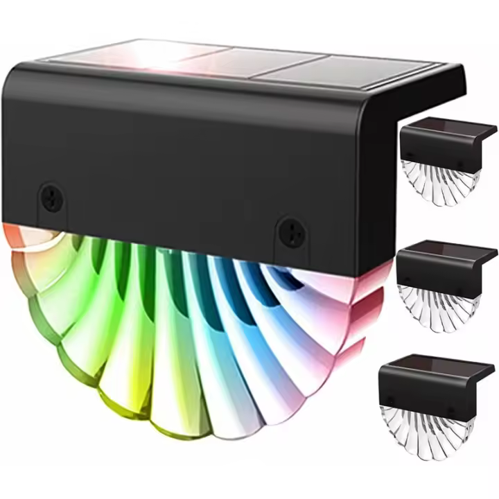 Luces solares de pared LED para exteriores, paquete de 4 luces de camino, luz LED solar para valla de jardín que cambia de color - 1