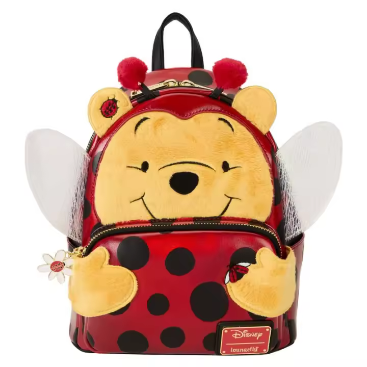 Mochila Ladybug Winnie the Pooh Disney Loungefly 26cm. Mochila ergonómica con amplio espacio. Diseño resistente y versátil para llevar tus pertenencias con estilo. - 1