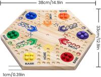 Juego de Mesa de Canicas de Madera-Tabla de Juego Interactive-Incluye 6 Dados y 30 Canicas - details 2
