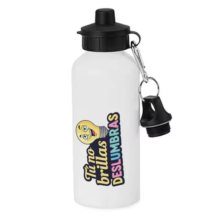 MERCHANDMANIA Bidón deportivo 600 ml acero inoxidable con chupón frase bonita motivadora motivacion personas botella escolar deporte bicicleta - 1