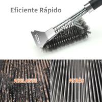 Cepillo de barbacoa de acero inoxidable, cepillo de barbacoa 3 en 1 con rasqueta, cepillo de limpieza con mango aislante de PP de 44 cm, adecuado para parrillas de gas y parrillas de carbón. - details 2