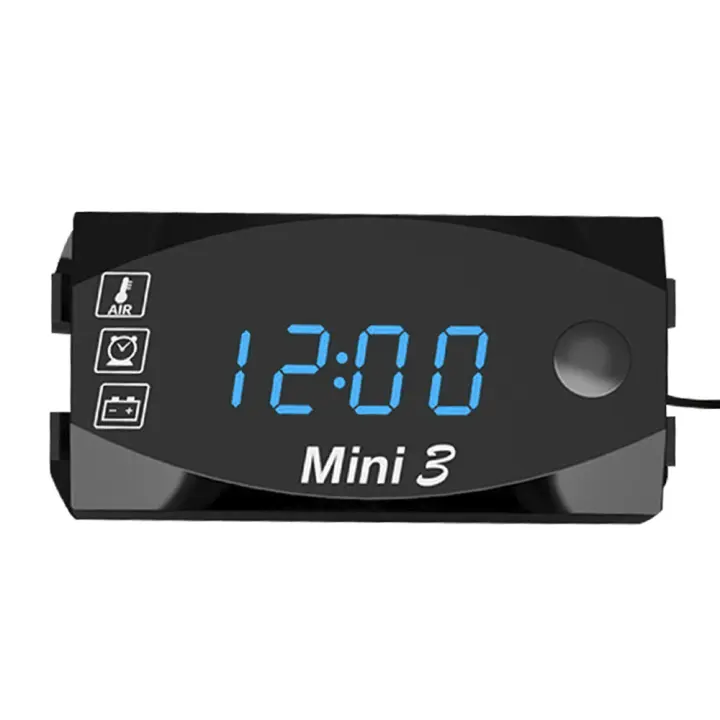 Medidor De Voltaje Digital Para Motocicleta 6V-30V 3 En 1 Reloj Y Termómetro Tester De Batería Medidor De Tiempo - 1