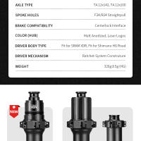 Jawbone Hub De Bicicleta De Carretera Con Frenado Disc 12x142/12x100 36T Juego De Eje Para Bicicleta De Carreras XDR HG Freehub Centerlock Accesorios De Ciclismo - details 3