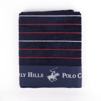 POLO CLUB | TOALLA DE PLAYA ROJA 90X160 CON RAYAS AZULES. - details 0