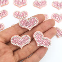 20Pcs Parches En Forma De Corazón Rosa Con AB Rhinestone Aplicación De Diamantes Para Ropa Decoración De Clip De Cabello Accesorios De Costura - details 1