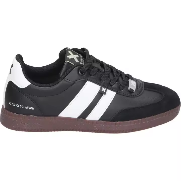 XTI | Zapatillas XTI para Mujer – Zapatilla en Color Negro con Detalles en Blanco – Sneaker con Cierre de Cordones – Estilo Casual – Tendencia – Cómodas y Versátiles – Modelo 143485 - 1
