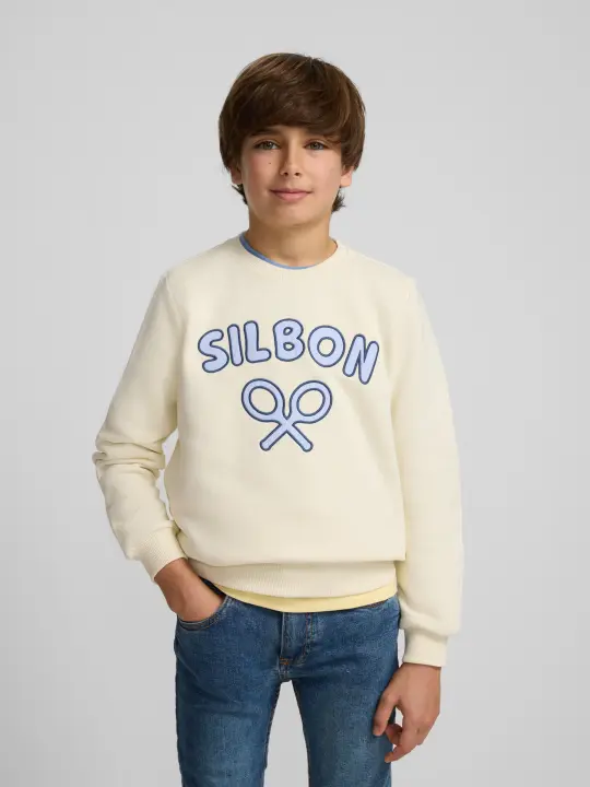 Silbon - Sudadera kids logo celeste crema - 1