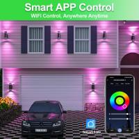 2pcs RGB Dusk to Dawn Outdoor Lighting 2 Pack, Back Porch Lights Outdoor Wall Light Fixtures WiFi App Control, 2700k-6500k Cylinder Outdoor Wall Sconce Lights Color Changing Led Garage Light - details 3