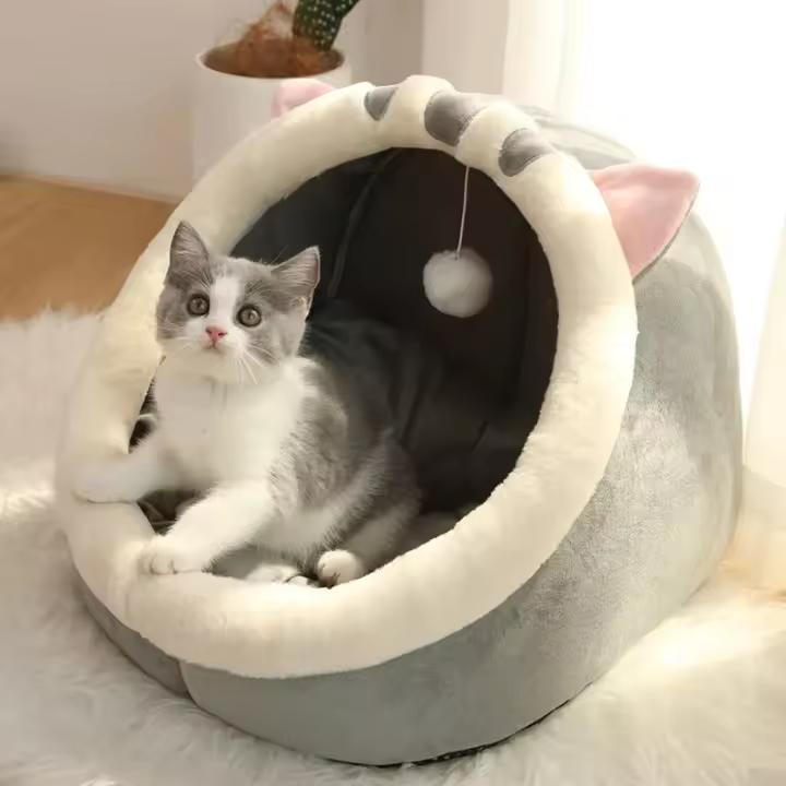 Cama Para Gato Suave Y Cálida Capa De Mascota Cojín Para Gato Pequeño Casa De Perro Lavable Silla De Descanso Para Invierno - 1